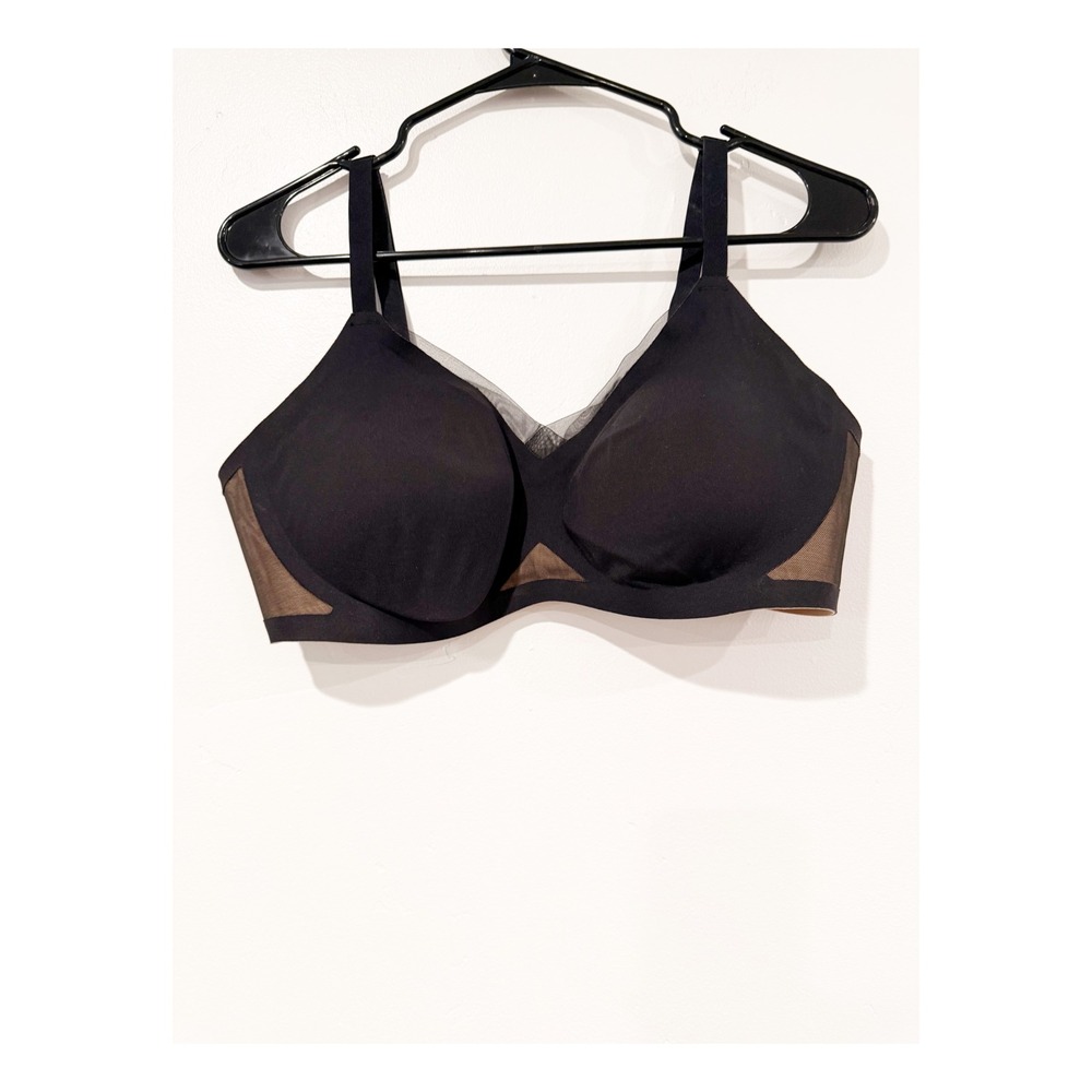 Honeylove Crossover Bra Black Mesh Wire-Free Supportive Bralette 38B/C Large